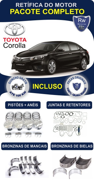 Retífica de motor Toyota Corolla peças originais pacote completo Rw motores